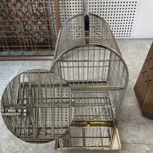 Premium 304 Stainless Steel Bird Cage — Handcrafted, Vacuum Plated, 62×42×37 cm (Medium)